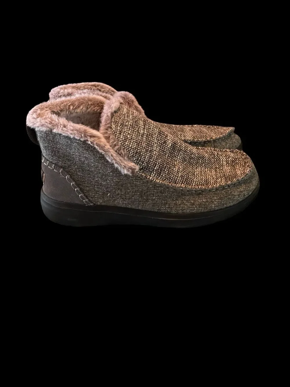 Hey Dude Women's Black Gray Knit Faux Fur Denny Sleet Ankle Boots Size 9